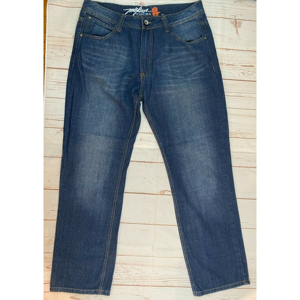 MISKEEN Denim  Jeans Embroidered Design Mens Size 36X33 Dark Wash
